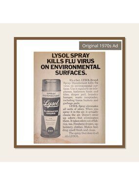 Lysol Spray Kills Flu Virus Surfaces Vintage Print Ad 1971 Original u